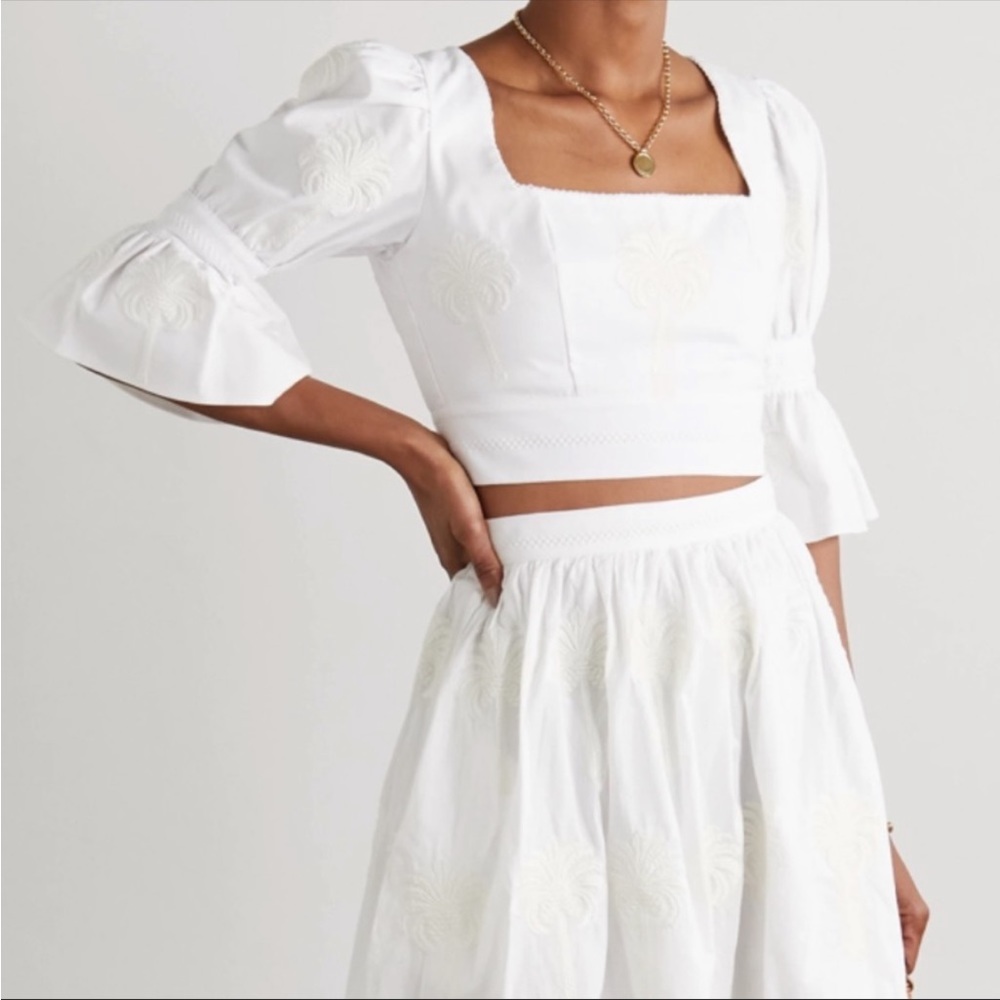 Agua by Agua Bendita Violeta Cropped Embroidered Top